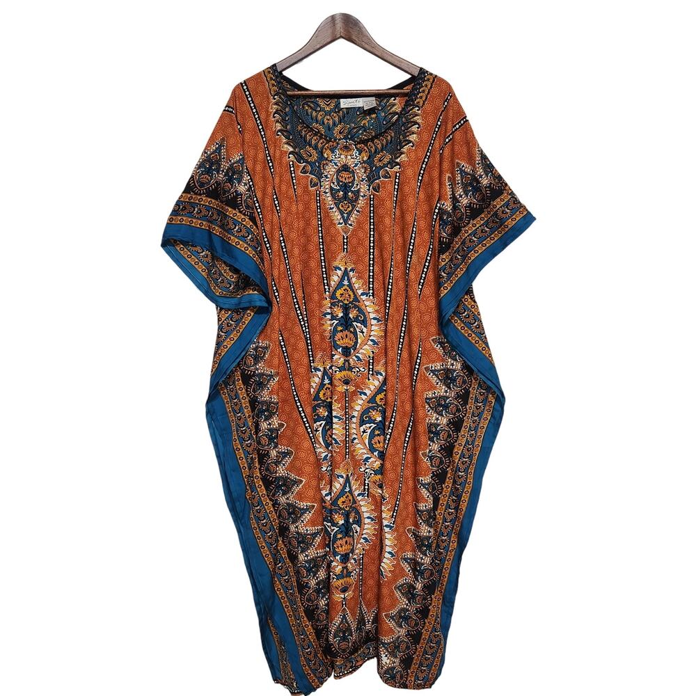 Sante Classics Vintage Long Caftan Dress One Size OSFM Flowy Boho Hippie Paisley